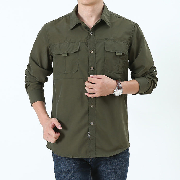 Men's Long-sleeved Shirts Spring and Summer Outdoor Quick-drying Clothes Large Size Work Clothes