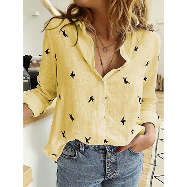 Women's Spring and Autumn Asian Solid Color Casual Loose Long-sleeved Linen Shirt Lady's Top