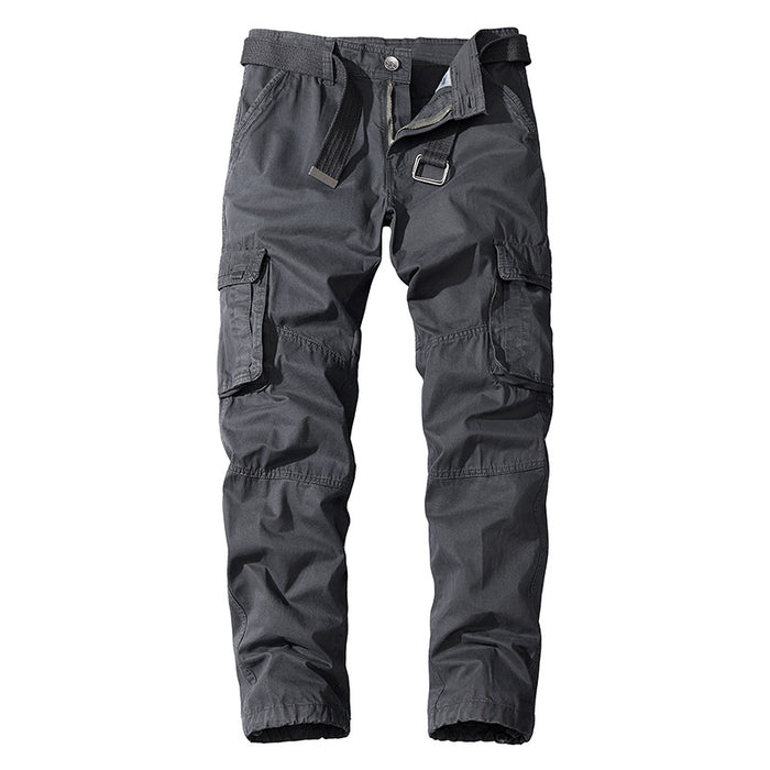 Men's Casual Cotton Pants Loose Straight Multi-pocket Overalls Man's Cargo Pants