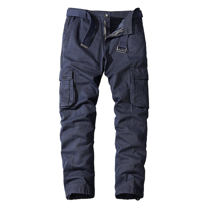 Men's Casual Cotton Pants Loose Straight Multi-pocket Overalls Man's Cargo Pants