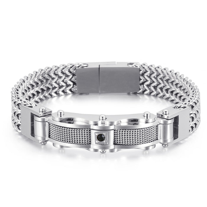 Men's Fashionable Gold Stainless Steel Diamond Bracelet