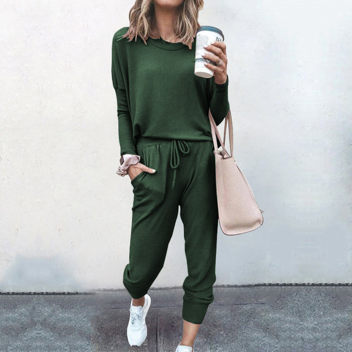 Women's Autumn and Winter Solid Color Long-sleeved Casual Loose Suit
