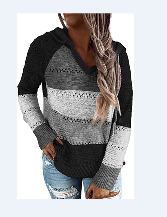 Women's Autumn and Winter Sweaters Woman Hooded Knitted Sweaters Loose and Trendy Hoodie
