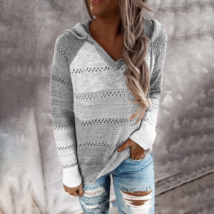 Women's Autumn and Winter Sweaters Woman Hooded Knitted Sweaters Loose and Trendy Hoodie