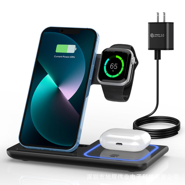 Desktop Mobile Phone Holder Three-in-one Wireless Folding Charger