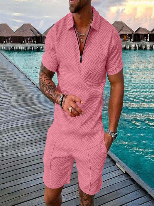 Men's Summer Short-sleeved Tshirt and Shorts Two-piece Set Sports and Leisure Men Suit