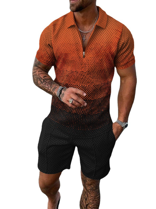 Men's Summer Short-sleeved Tshirt and Shorts Two-piece Set Sports and Leisure Men Suit