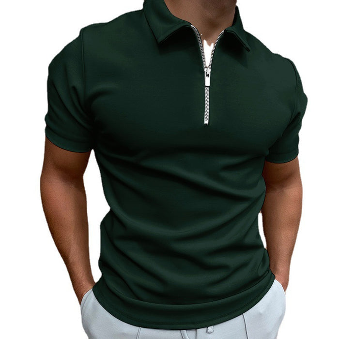 Men's Summer Solid Color Short Sleeve Lapel T-Shirt Polo Shirt Casual Fit Tops Men's 5XL