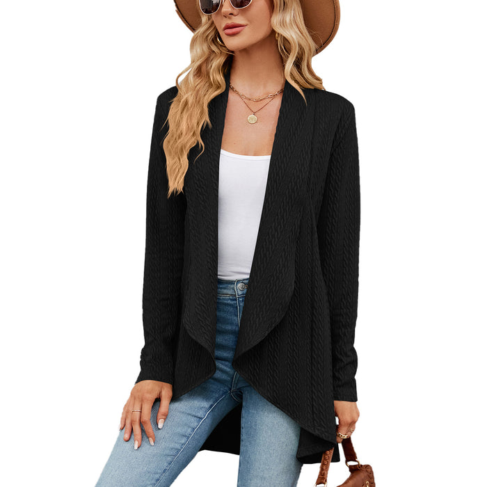 Women's Autumn and Winter Long-sleeved Solid Color Loose Cardigan Top Knitted Sweater Jacket