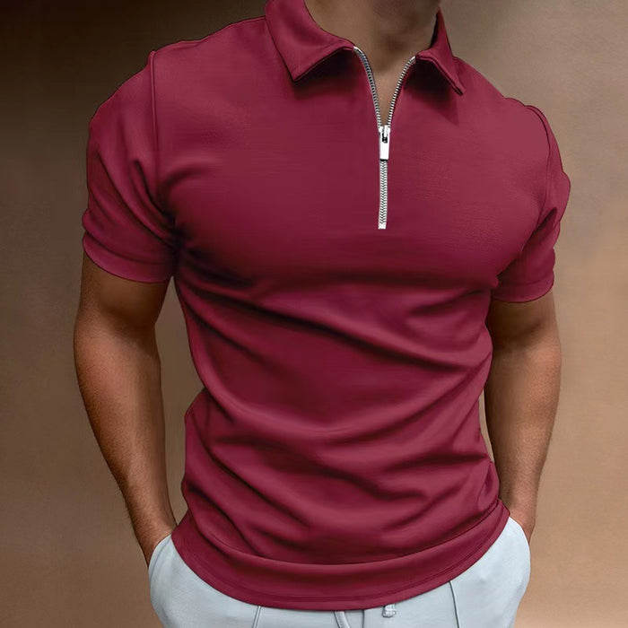 Men's Summer Solid Color Short Sleeve Lapel T-Shirt Polo Shirt Casual Fit Tops Men's 5XL
