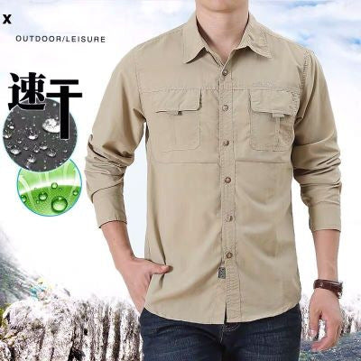 Men's Long-sleeved Shirts Spring and Summer Outdoor Quick-drying Clothes Large Size Work Clothes