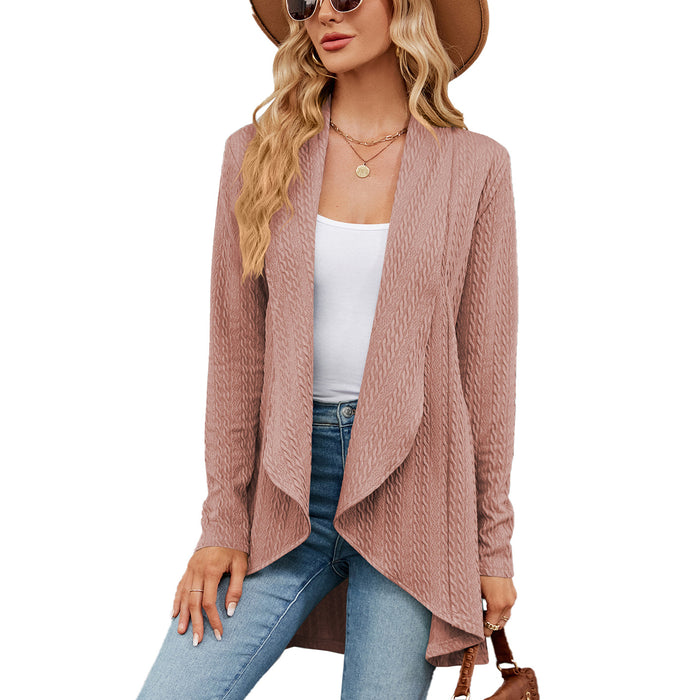Women's Autumn and Winter Long-sleeved Solid Color Loose Cardigan Top Knitted Sweater Jacket