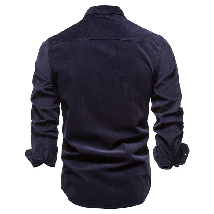 Men's Business Shirt Slim Fit Man Corduroy Casual Shirt Long-sleeved Autumn Cotton Jacket