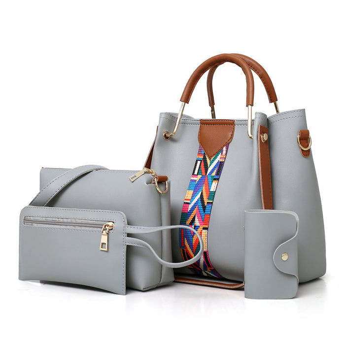 Four-piece Set of Women's Handbags, Shoulder Bag, Crossbody Bag, Bucket Bag