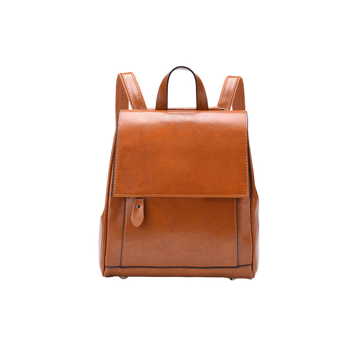 Retro Style Large Capacity Genuine Leather Women's Bag Backpack