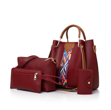 Four-piece Set of Women's Handbags, Shoulder Bag, Crossbody Bag, Bucket Bag