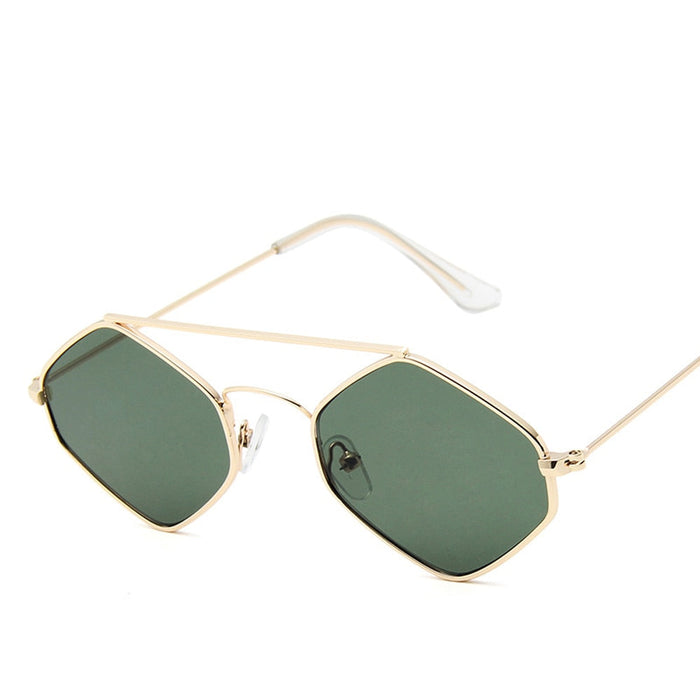 Diamond Fashion Sunglasses Women Retro Metal Double Beam Wild Eyeglasses Polygonal Ocean Glasses