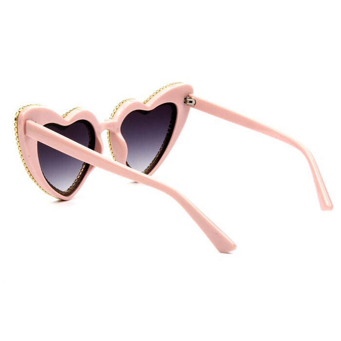 Love Heart Shape Luxury Retro Women Sunglasses. Gold Silver Gravel Sunglasses Summer Female Shades