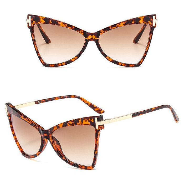 Vintage Square Cat Eye Oversized Sunglasses. Leopard Print Border Shades Fashionable Sun Glasses Women Men Eyewear