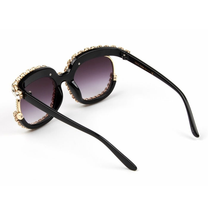 Half Frame Oversized Women Cat Eye Shape Sunglasses. Rhinestone Sun Glasses Vintage Shades Oculos UV400