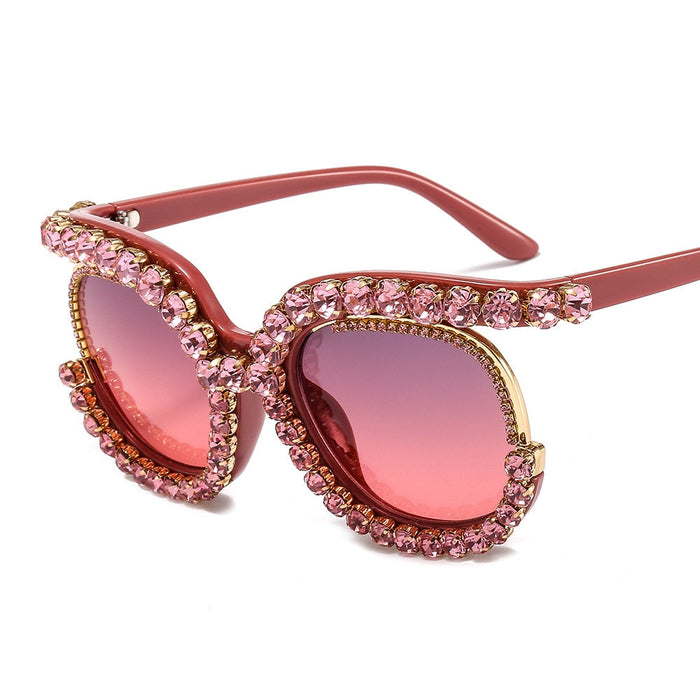 Rhinestone Frame Oversized Women Cat Eye Sunglasses. Vintage Shades Oculos UV400