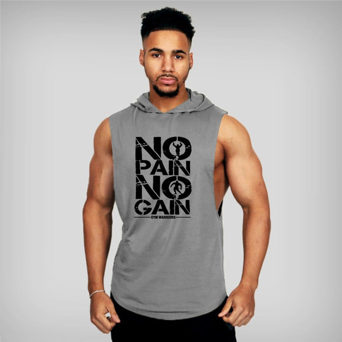 Gyms Clothing Mens Bodybuilding Hooded Tank Top. Cotton Sleeveless Vest Sweatshirt Fitness Workout Sportswear Tops Male