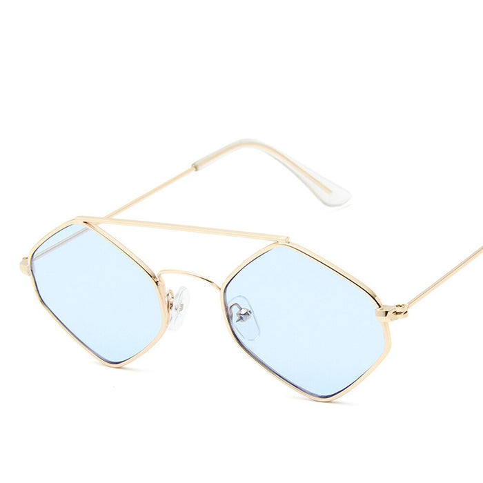 Fashion Diamond Sunglasses Women Retro Metal Double Beam Wild Eyeglasses Polygonal Ocean Glasses