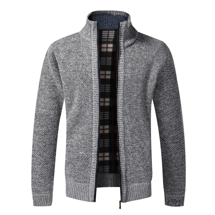 Men Fleece Zipper Sweaters Jackets Autumn Winter Warm Cardigan. Men's Slim Fit Knitted Sweater Coat Thick Cardigan Sweater Jacket