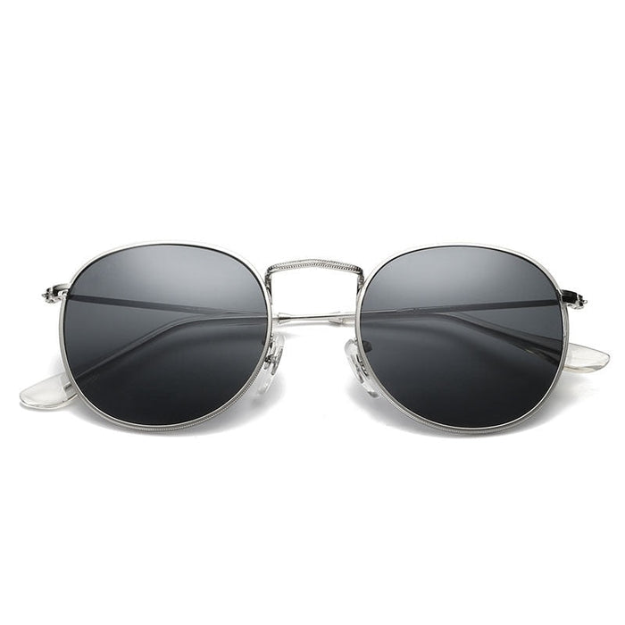Women Metal Frame Sunglasses. Mirror Round Sun Glasses Coating Reflective Retro Trendy Eyewear