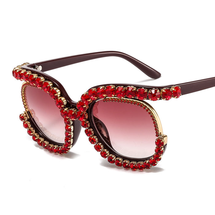 Half Frame Oversized Women Cat Eye Sunglasses. Rhinestone Sun Glasses Vintage Shades Oculos UV400