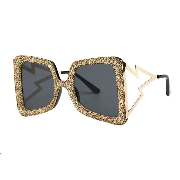 Oversize Women Sunglasses. Fashion Shades UV400. Big Wide Temple Bling Stones Vintage Brand Glasses