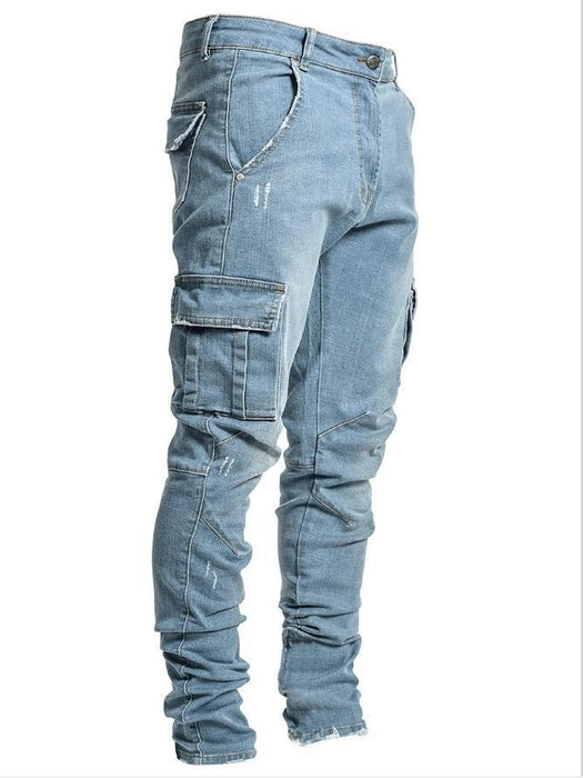 Men's Side Pocket Skinny Jeans Man's Cargo Pants