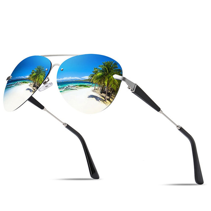 Metal Frame Men's Polarized Classic Sunglasses. Driving Sun Glasses Mirror Lens Sunglasses Men Women