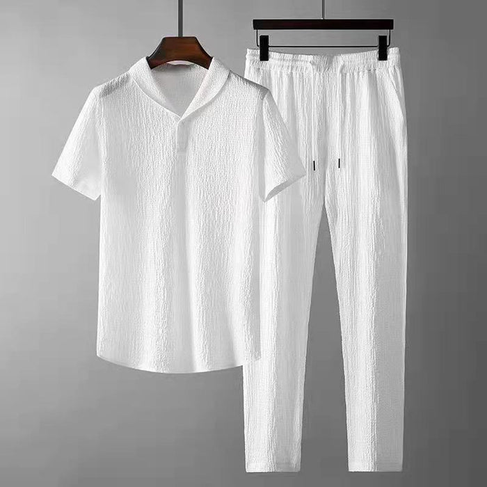 Shirt+Trousers Men's Summer Sets. Classic Shirt Business Casual Shirts Men M-4XL