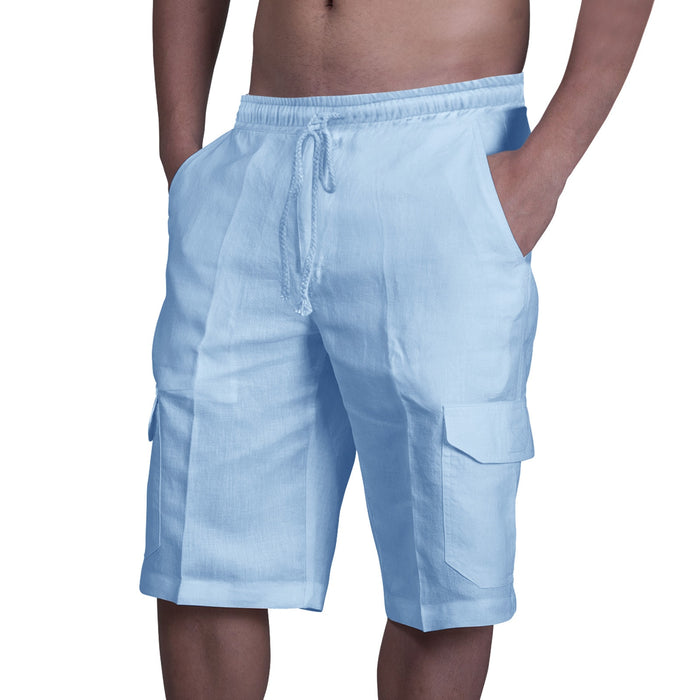 Men's Casual Linen Shorts Summer Chic Multi-Pocket Shorts Men's Street Wear