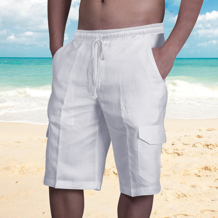 Men's Casual Linen Shorts Summer Chic Multi-Pocket Shorts Men's Street Wear