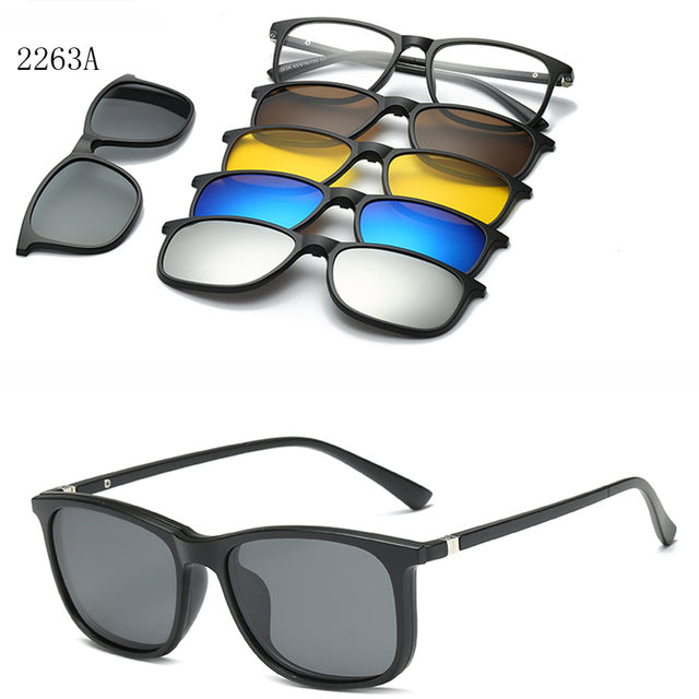 5 In 1 Men Women Polarized Optical Magnetic Sunglasses. Clip Magnet Clip on Sunglasses Polaroid Clip on Sun Glasses