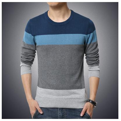 Long Sleeved Mens O Neck Striped Slim Fit Sweater Knittwear. Sweater Pullover Men Thin Casual Knitted Sweater Pullovers Male