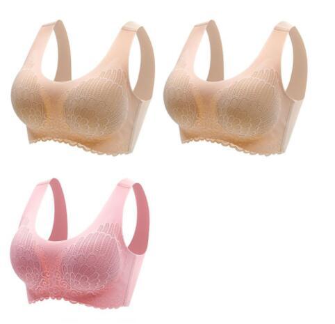 3pcs Plus size Latex Women Bra Seamless Underwear BH Push Up Bralette With Pad Vest Top Bra