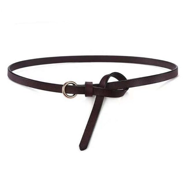 Adjustable PU Leather Ladies Dress Belts. Skinny Thin Women Waist Belts Strap Gold Color Buckle Female Belts