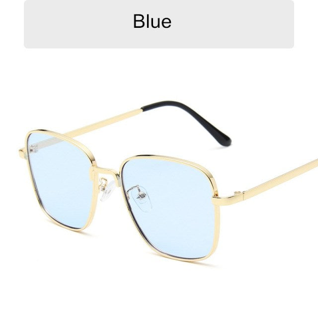 Anti-Reflective Classic Fashion Women Oversized Sunglasses. Mirror Vintage Square Metal Glasses Men Driving Sun Glasses Uv400