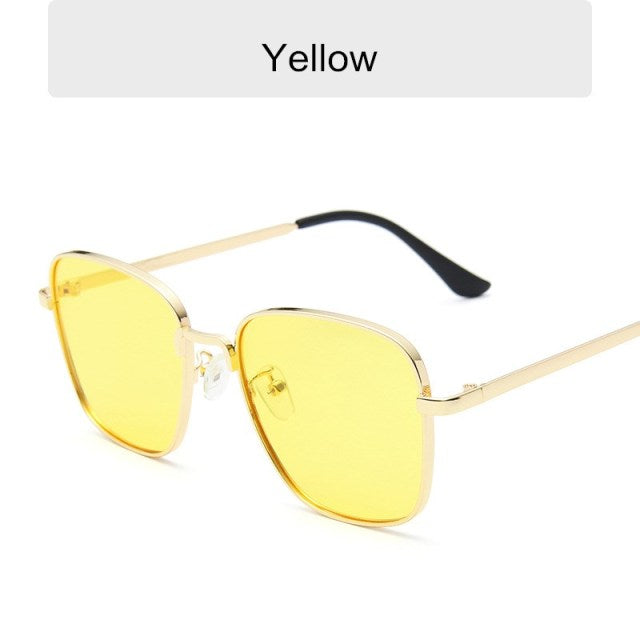 Anti-Reflective Classic Fashion Women Oversized Sunglasses. Mirror Vintage Square Metal Glasses Men Driving Sun Glasses Uv400