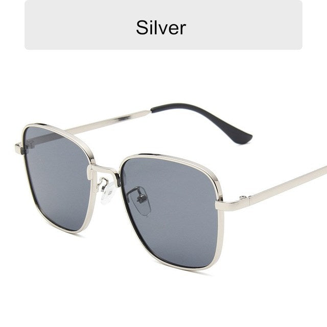 Classic Fashion Oversized Women Sunglasses. Anti-Reflective Mirror Vintage Square Metal Glasses Men Driving Sun Glasses Uv400