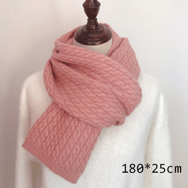 Solid Cashmere Women Scarves. Lady Winter Thicken Warm Soft Pashmina Shawls Wraps Pink Black Female Knitted Wool Long Scarf