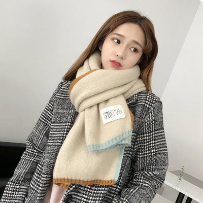 Solid Cashmere Women Scarves. Lady Winter Thicken Warm Soft Pashmina Shawls Wraps Pink Black Female Knitted Wool Long Scarf