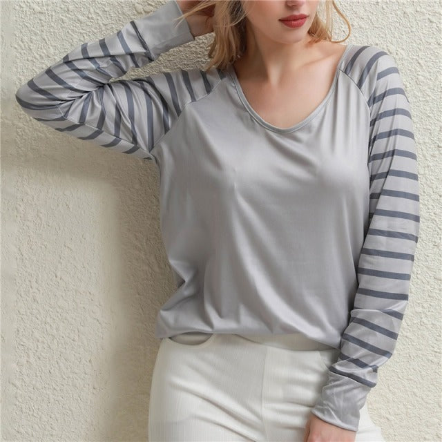 Long Sleeve V-Neck Women Basic T Shirt. Autumn Spring T Shirt Casual Slim Tops female Cheap Wholesale