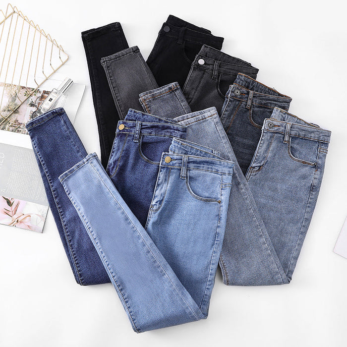 High-waist Fashion Women Jeans. Slim high-profile pencil pants stretch skinny pants casual trousers