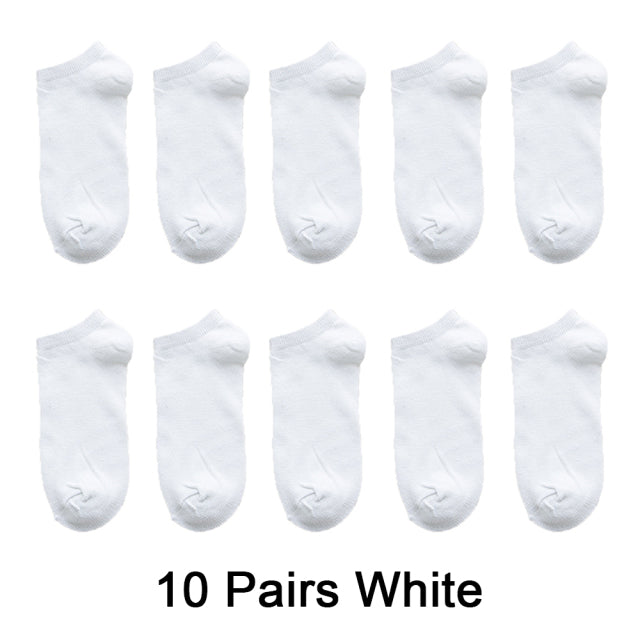 Wholesale 10 Pairs Women Socks. Solid Color Breathable Sports Socks Boat Socks Comfortable Cotton Ankle Socks