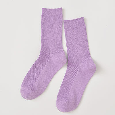 Women Cotton Loose Socks Winter Color Harajuku Retro Purple Blue Yellow Pink Designer Christmas Cute