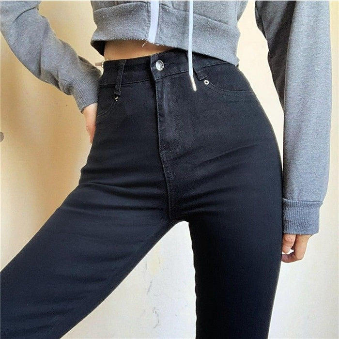 High Waist Elastic Slim Woman Jeans. Pencil Skinny Denim Pants Female Trousers Multi-size Spring Autumn Jean Femme Ladies